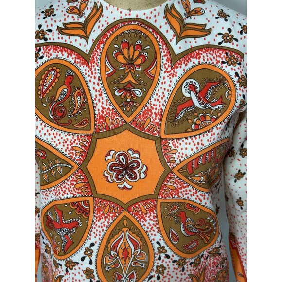 1960s psychedelic nylon knit top with back zipper Size M - Picture 4 of 6